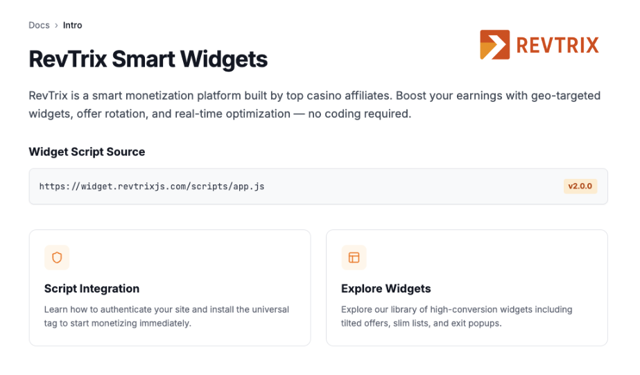 RevTrix - Documentation For Smart Widgets